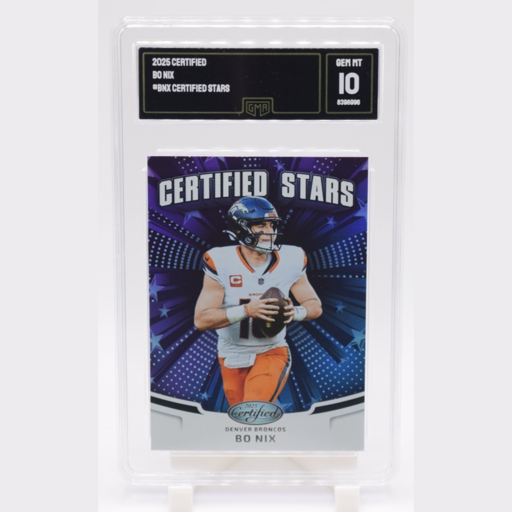 Bo Nix 2025 Panini Certified Certified Stars Insert Card #CST-BNX GMA MT 10