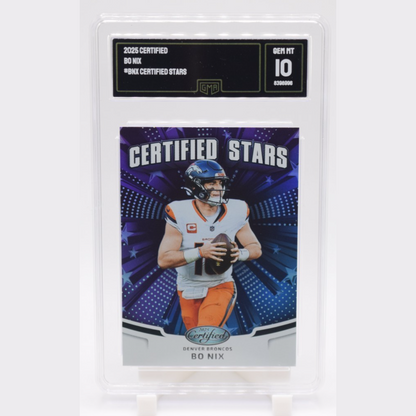 Bo Nix 2025 Panini Certified Certified Stars Insert Card #CST-BNX GMA MT 10