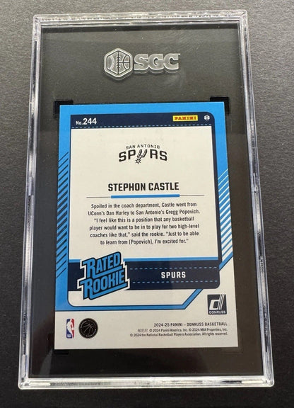 2024-25 Panini Donruss Rated Rookie Stephon Castle #244 Holo Green Laser SCG 10