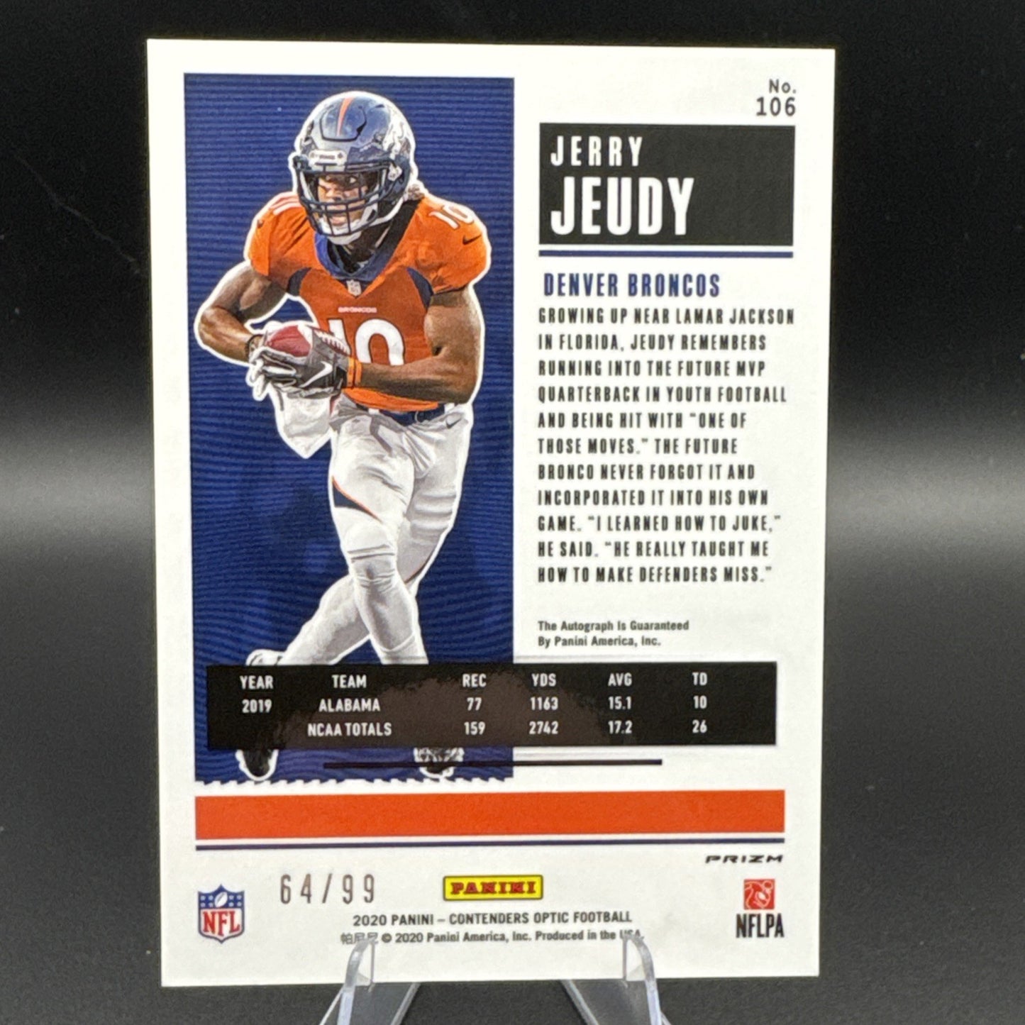 2020 Panini Contenders Optic - Rookie Ticket Autographs Blue Jerry Jeudy 64/99