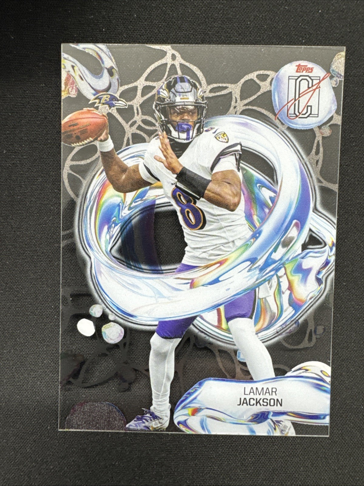 Topps 2025 signature class fluidity Lamar Jackson Insert FL-3.
