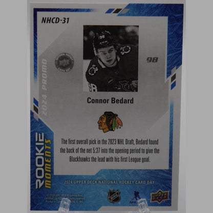 2024 CONNOR BEDARD UPPER DECK NATIONAL HOCKEY CARD DAY #31 BLACKHAWKS