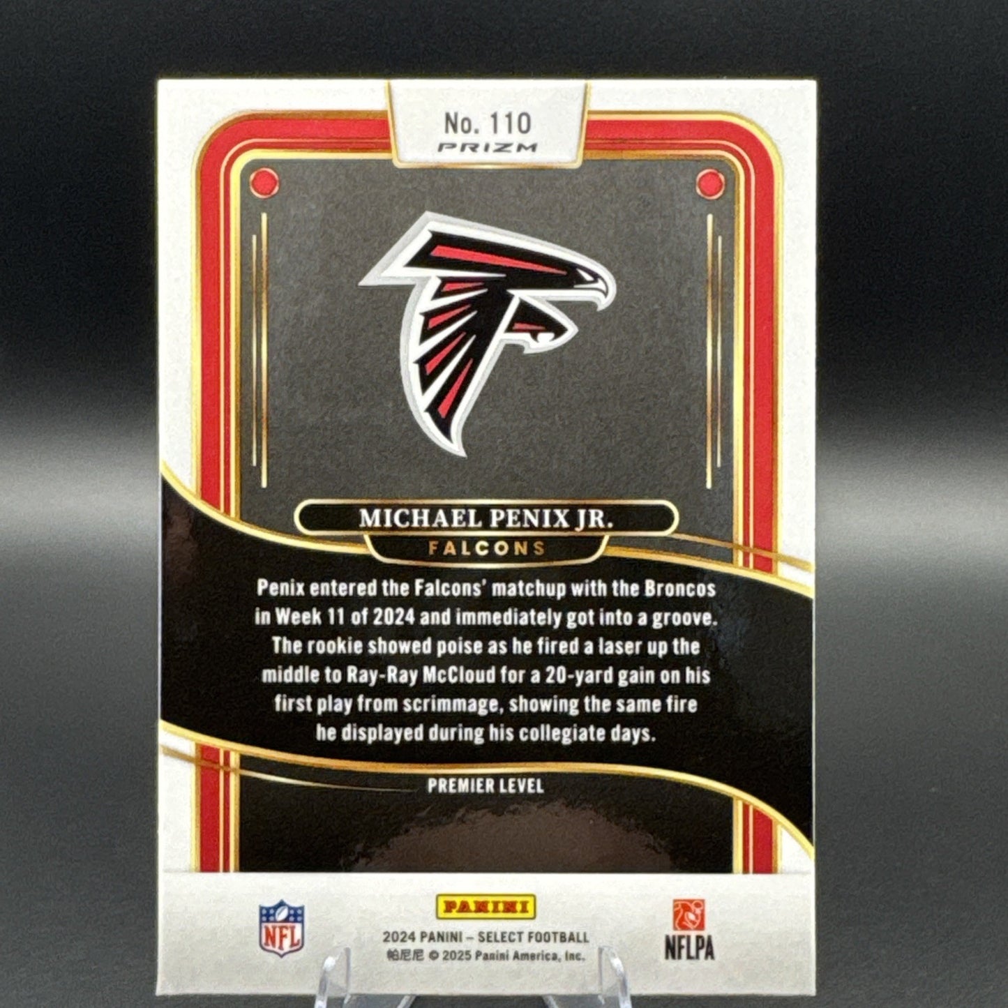 2024 Select Michael Penix Jr. Premier RC Red and Yellow Prizm Shock #110