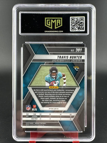 2025 Panini Mosaic - Rookies Travis Hunter #301 Red Mosaic Prizm (RC) GMA 8.5