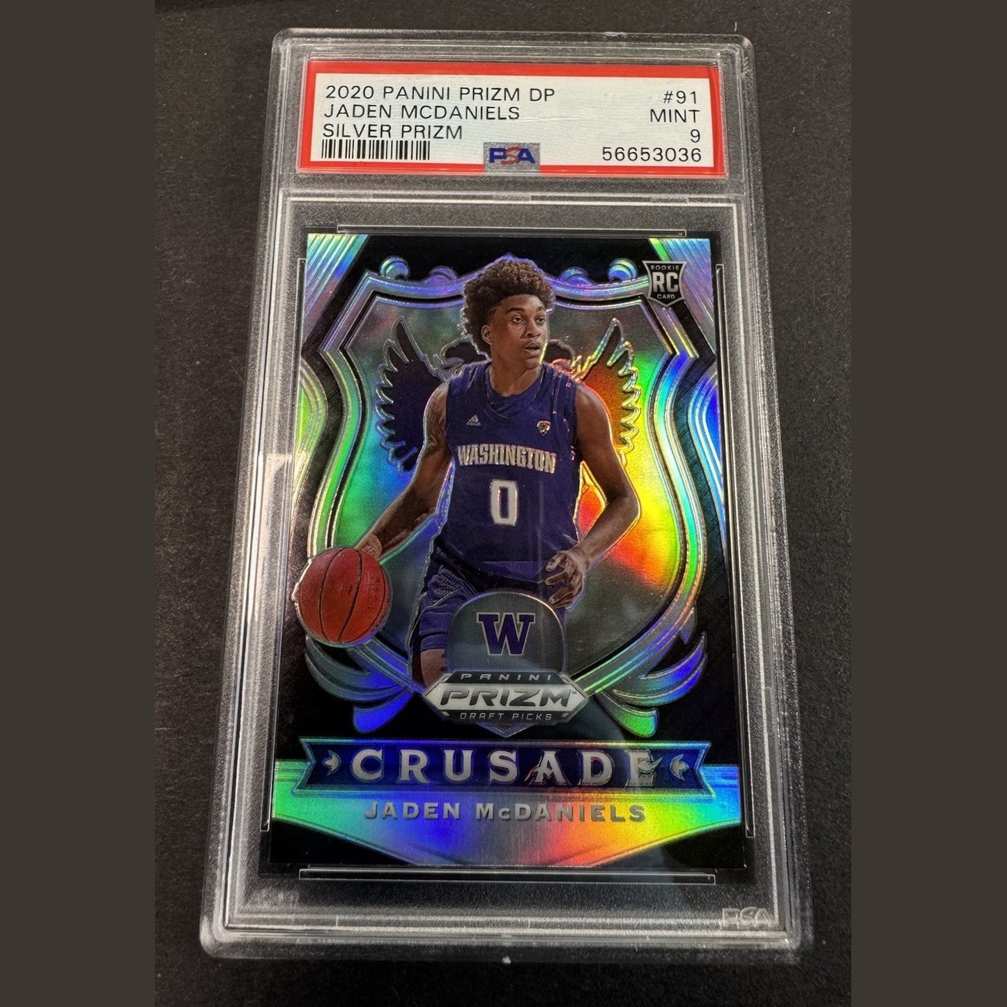 2020 Panini Prizm Crusade Jaden McDaniels Silver Prizm PSA 9