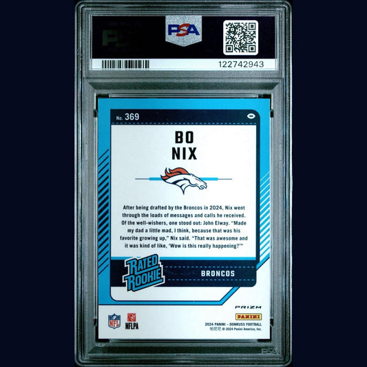 2024 Donruss  Bo Nix OPTIC PREVIEW-RED WAVE GEM MT 10 #369