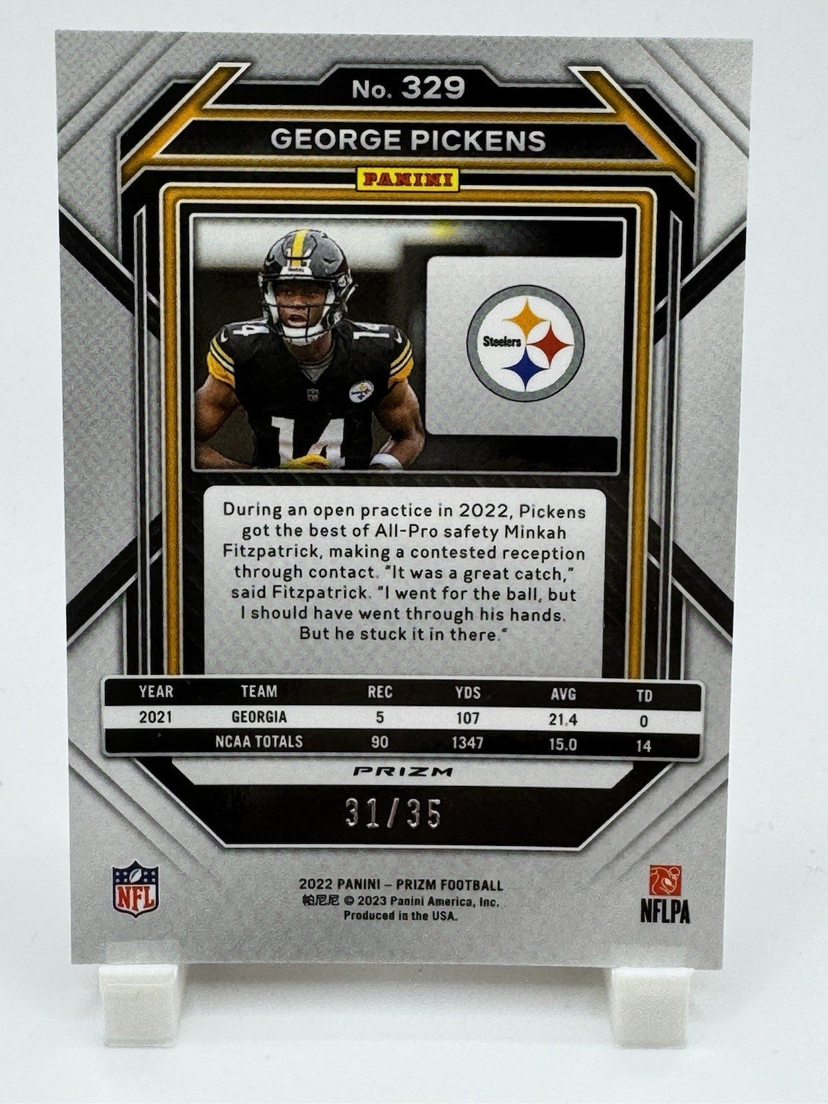 2022 Panini Prizm Football George Pickens RC Red Shimmer /35 #329