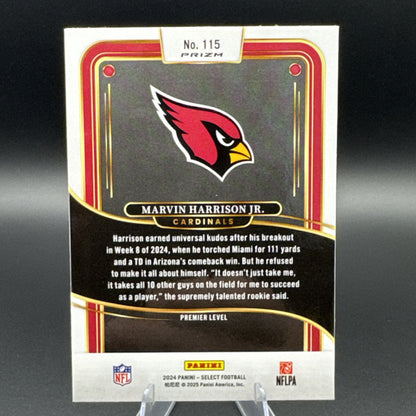 2024 Panini Select Premier Level Marvin Harrison Jr Black & Red Shock Prizm #115