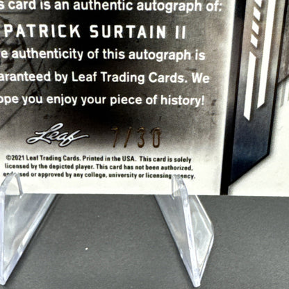 2021 PATRICK SURTAIN II Auto 7/30 Leaf Metal Draft Blue Prizm #PA-PS2