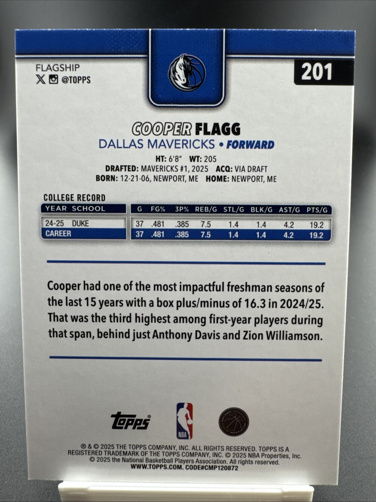 2025-26 Topps - Cooper Flagg #201 Diamante (RC)