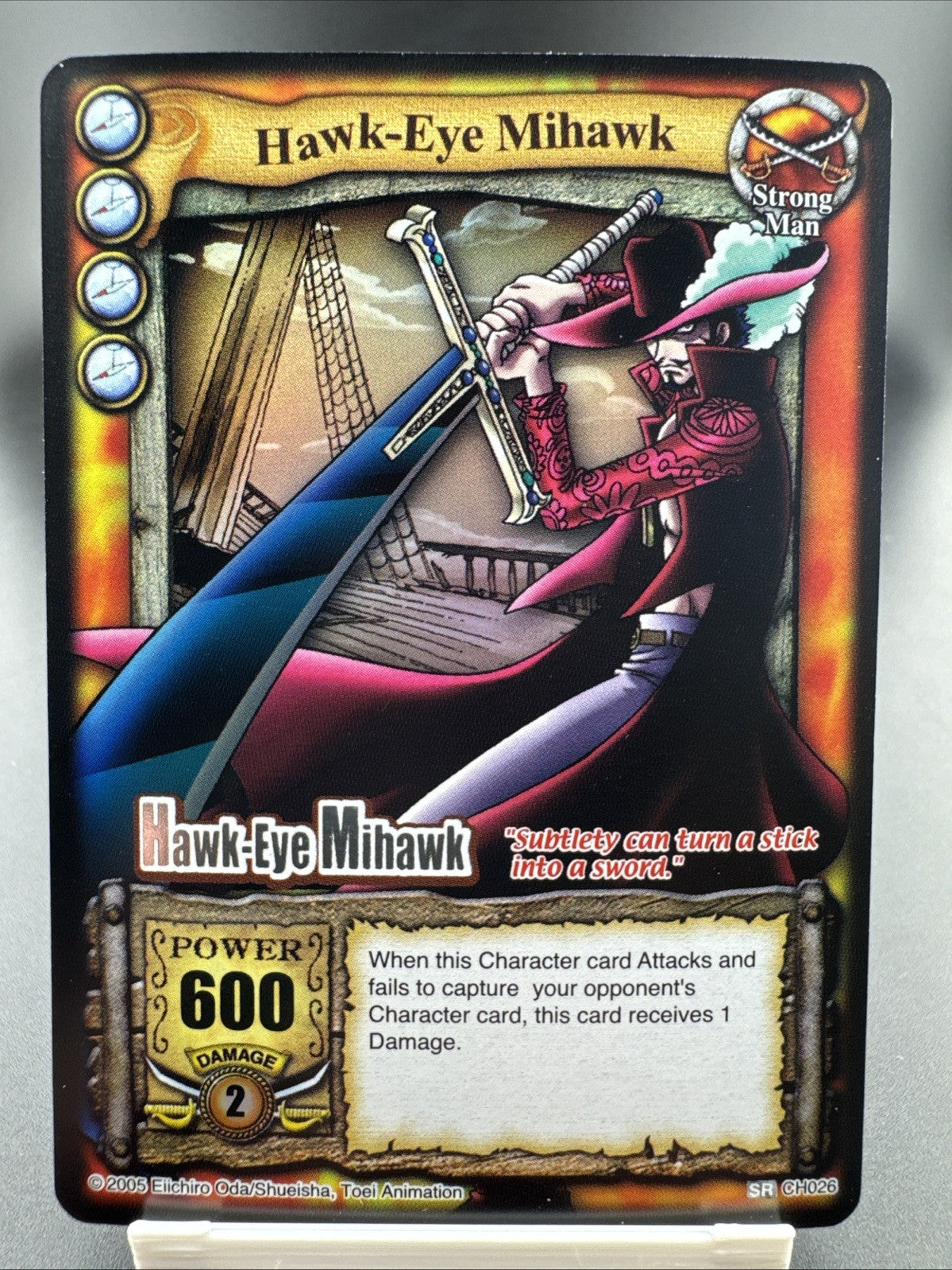 Bandai One Piece CCG Card Hawk-Eye Mihawk Silver Rare Silver Letters Vintage