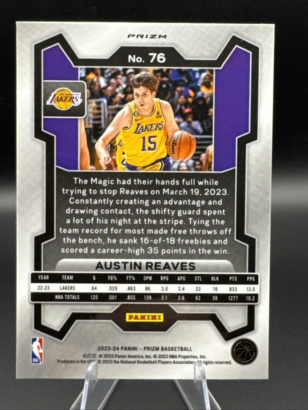 Austin Reaves 2023-24 Panini Prizm Cracked Ice Silver Prizm Lakers #76
