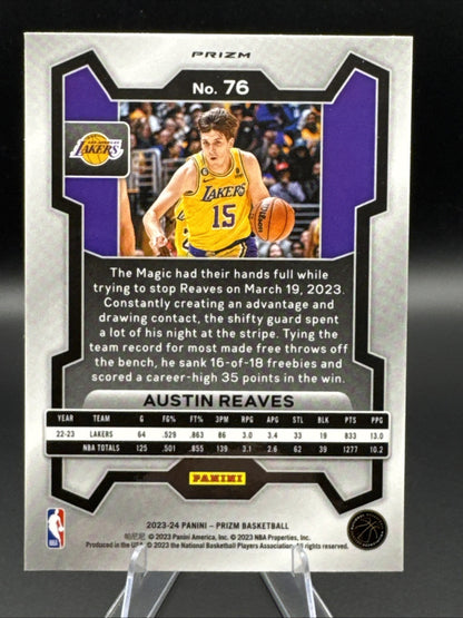 Austin Reaves 2023-24 Panini Prizm Cracked Ice Silver Prizm Lakers #76