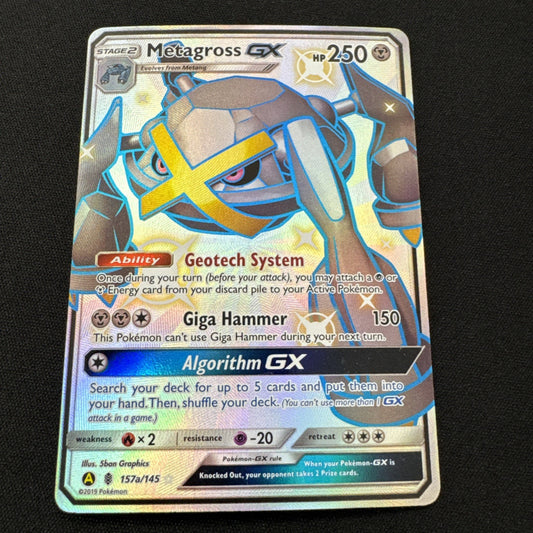 (NM) Pokémon Metagross GX Secret Rare; Hidden Fates Full Art Holo 157a/145