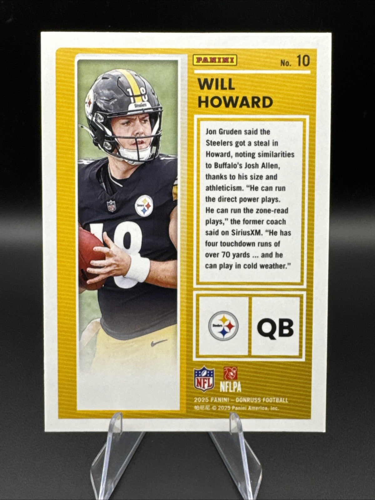 2025 Panini Donruss The Rookies Will Howard No. 10 Pittsburgh Steelers RC