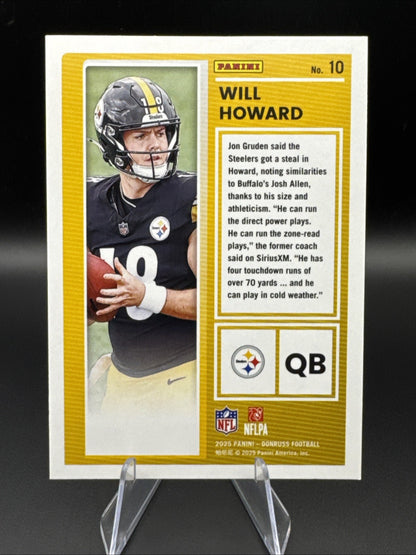 2025 Panini Donruss The Rookies Will Howard No. 10 Pittsburgh Steelers RC