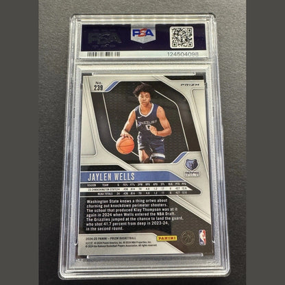 2024-25 Panini Prizm Jaylen Wells #239 Silver Wave RC! Memphis Grizzlies PSA 9