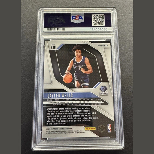 2024-25 Panini Prizm Jaylen Wells #239 Silver Wave RC! Memphis Grizzlies PSA 9