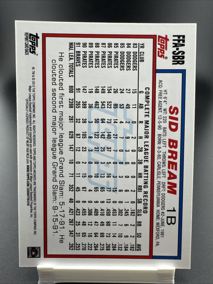 2012 Topps Archives - Fan Favorites Autographs Sid Bream #FFA-SBR (AU)
