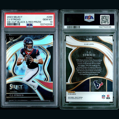 2023 PANINI SELECT DIE-CUT BLACK & RED PRIZM #289 CJ STROUD PSA 10