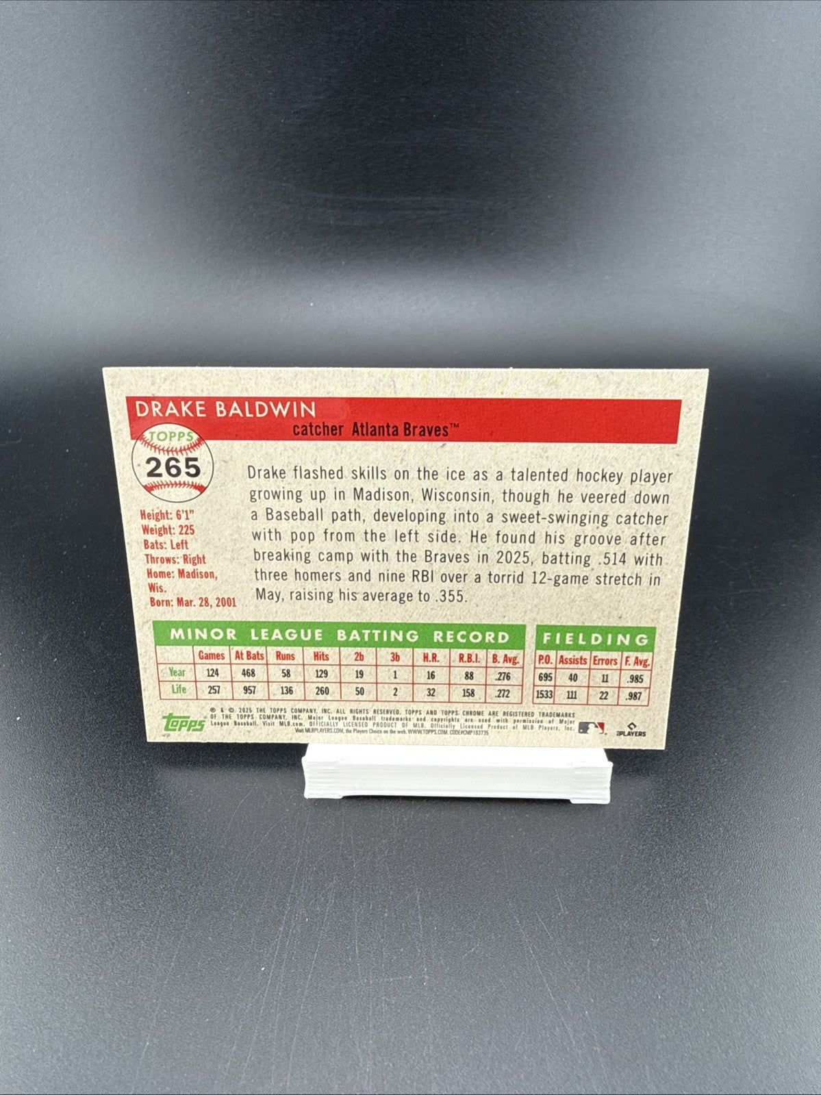 2025 Chrome Platinum #265 Drake Baldwin (RC) - Vibrations Refractor /250