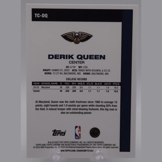 2025-26 Topps Basketball Pelicans RC Derik Queen 45th Anniversary Chrome Mojo