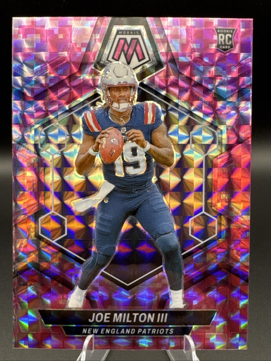2024 Panini Mosaic - Joe Milton III RC Camo Pink Mosaic Prizm #397 Patriots