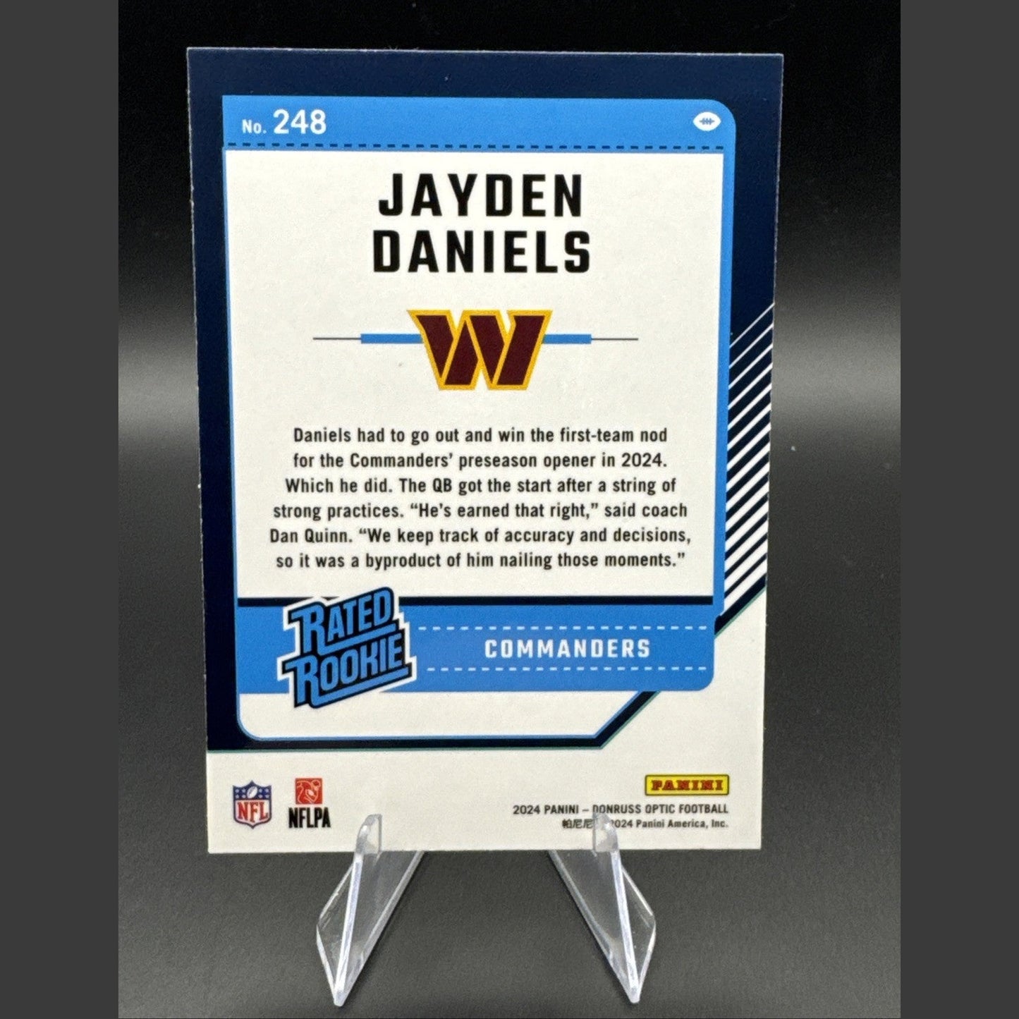 2024 Panini Donruss Optic Rated Jayden Daniels #248 Washington Commanders RC