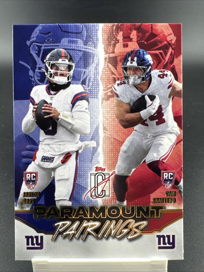 Topps 2025 Paramount Pairings Jaxson Dart/Cam Skattebo Giants PP-2 RC