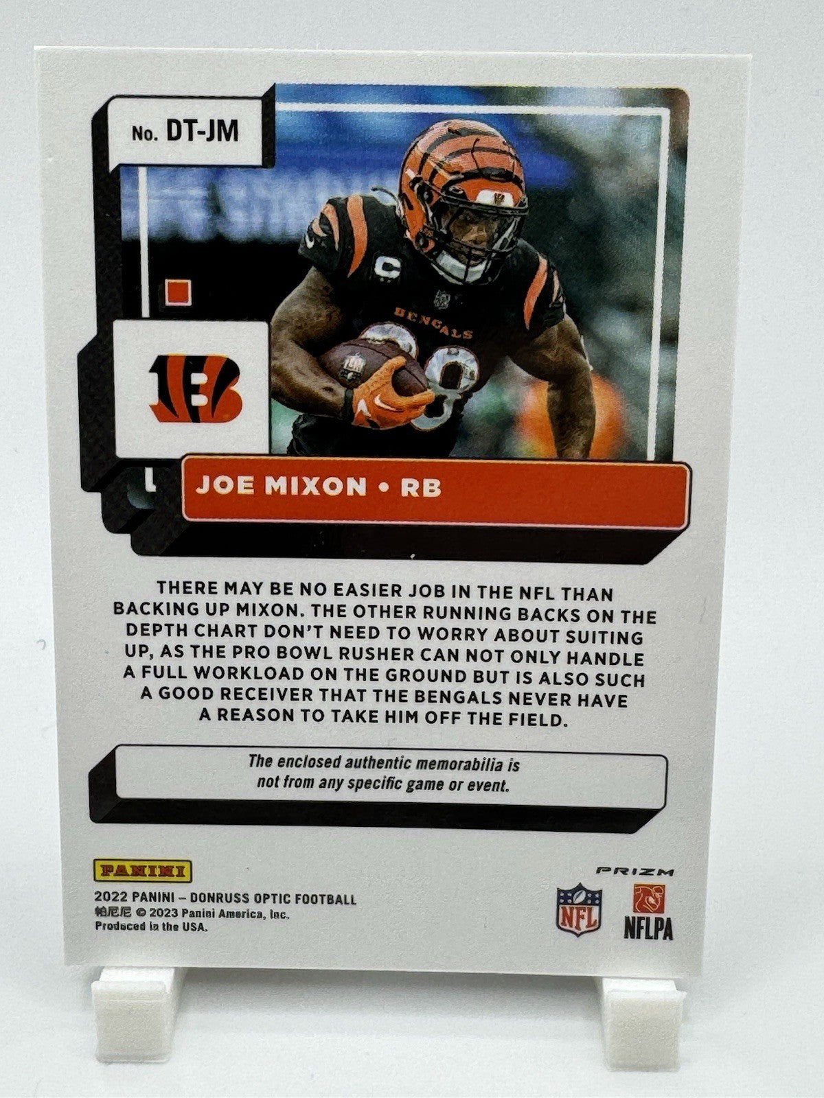 2022 Donruss Optic Joe Mixon Blue Hyper Threads Prizm #DT-JM Bengals Patch