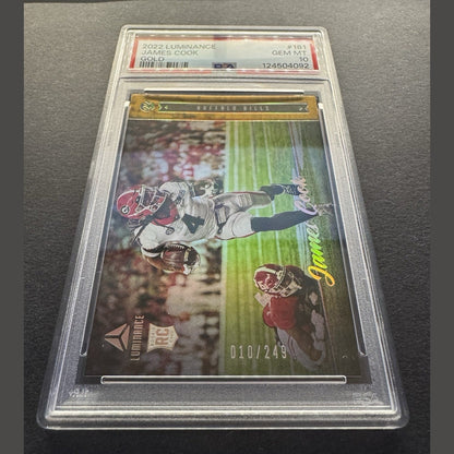 2022 Panini Luminance Rookie Gold 10/249 James Cook #181 PSA GEM MT 10