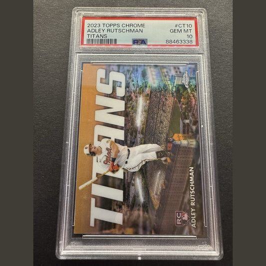 2023 TOPPS CHROME TOPPS CHROME TITANS CT10 ADLEY RUTSCHMAN ROOKIE CARD RC PSA 10