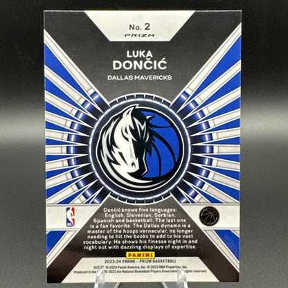 2023-24 Panini Prizm Luka Doncic Green Prizm Dominance #2 Mavs - Lakers