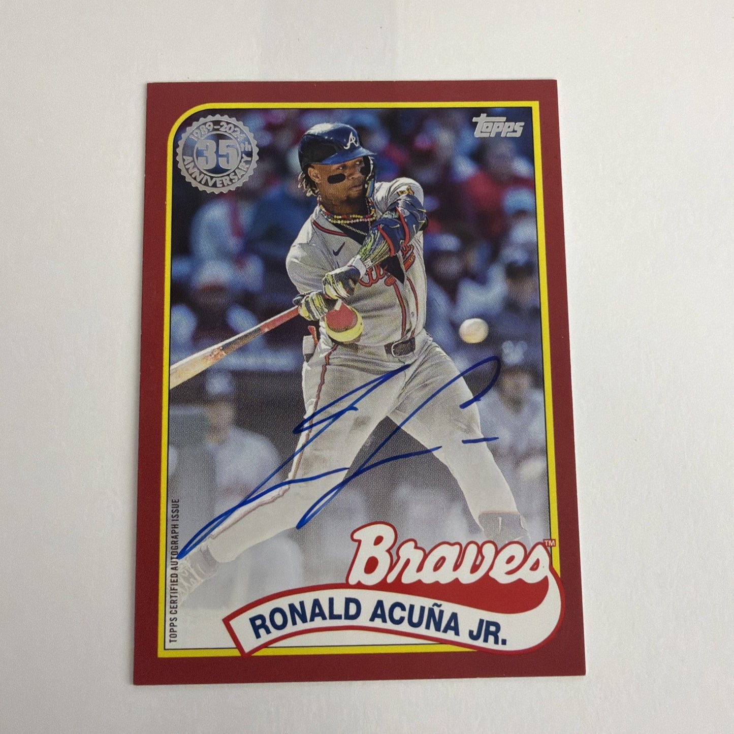 Topps 2024 1989 Autographs Ronald Acuña Jr. Red #89BA-RAJ /25 Braves