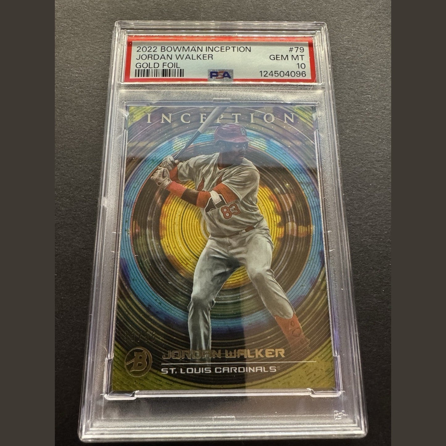 2022 Bowman Inception Gold Foil Pattern II 33/50 Jordan Walker #79 PSA 10