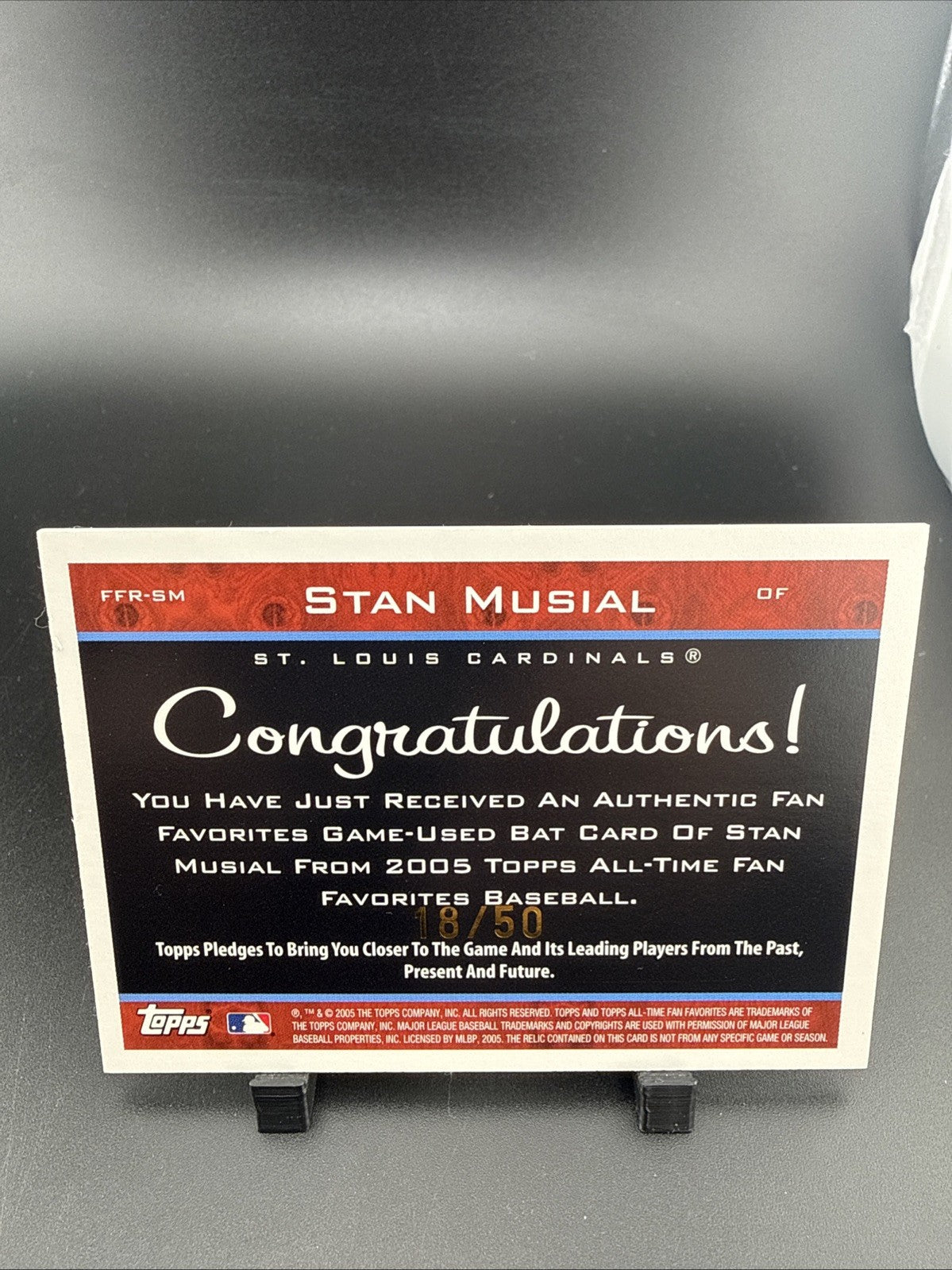 2005 Topps All-Time Fan Favorites - Relics Stan Musial #FFR-SM /50 (MEM)