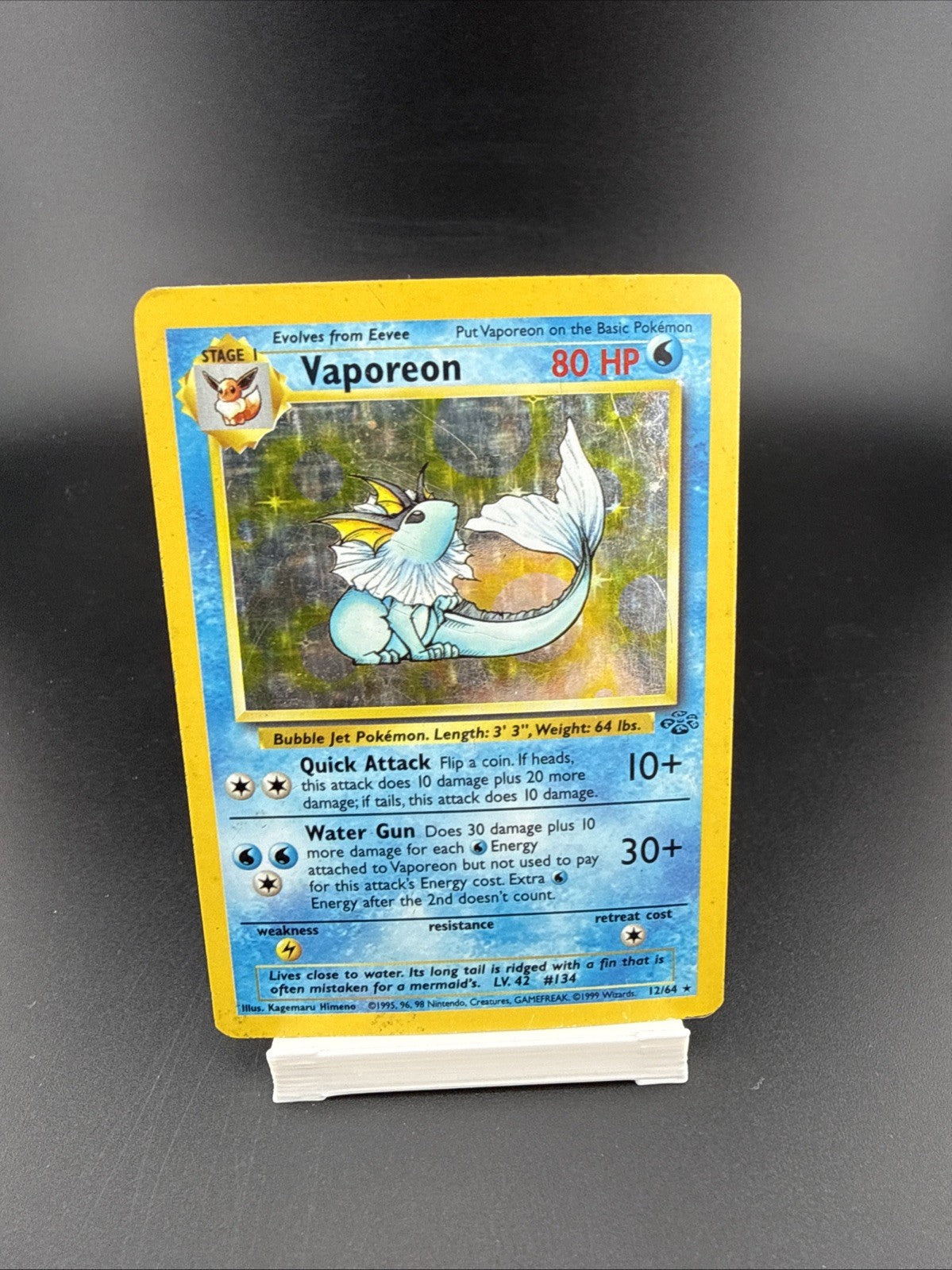 Vaporeon 12/63 Jungle Holo HEAVY PLAY Pokemon (D)