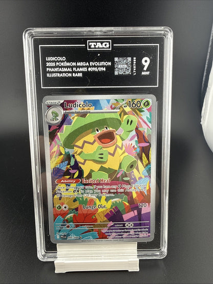 2025 Pokemon Phantasmal Flames Ludicolo Illustration Rare #095 TAG 9 MINT