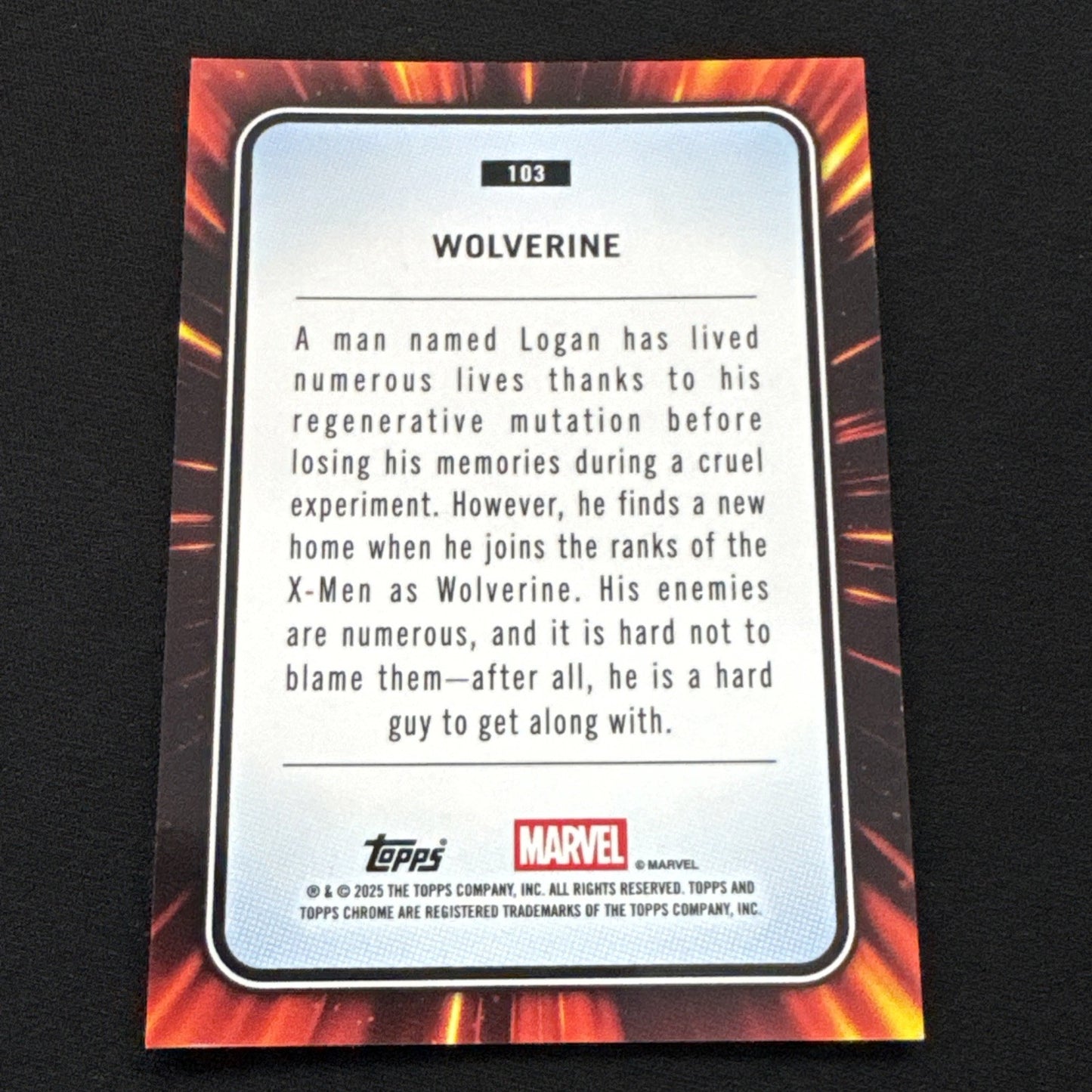 2025 Topps Chrome Marvel Wolverine Purple Shimmer Refractor /75 #103