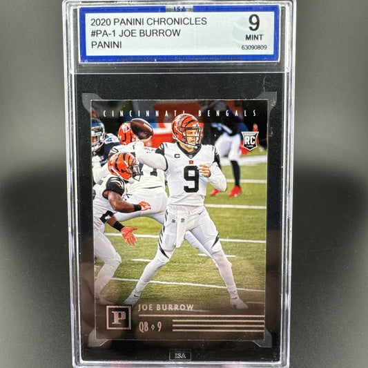 2020 Panini Chronicles JOE BURROW Rookie RC #PA1 ISA 9