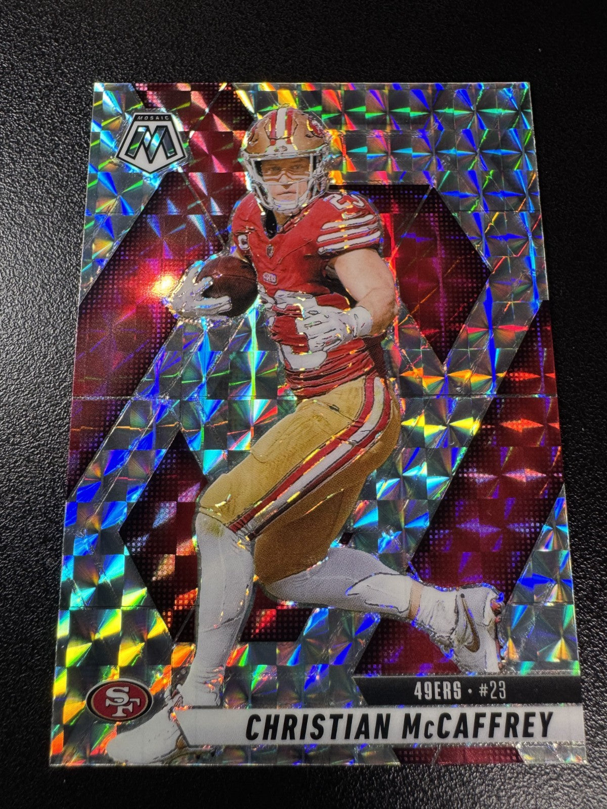 Christian McCaffrey 2025 Panini Mosaic Reactive Silver Prizm Card- #179 49ers