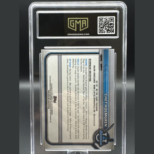 2021 Bowman University Chet Holmgren #38 Chrome Refractor Rookie GMA 9