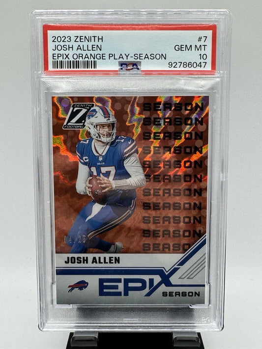 2023 Panini Zenith Epix Orange Josh Allen #7 Season /25  Bills PSA 10 POP 2