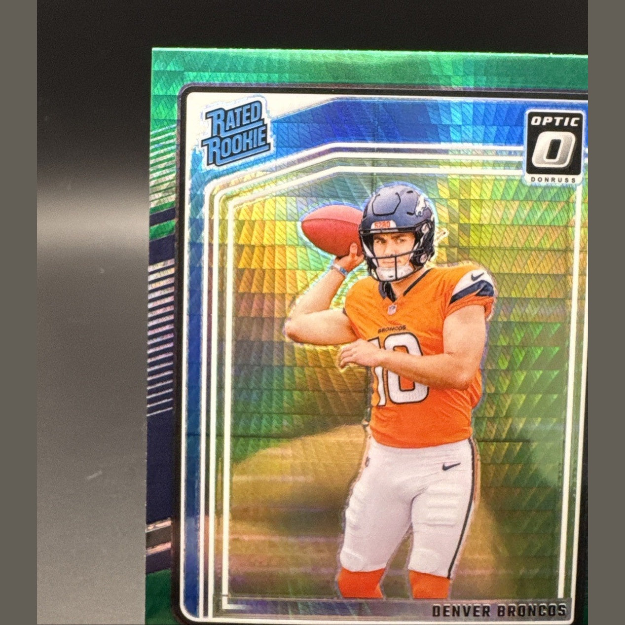 2024 Bo Nix Green Hyper Optic SP Rated Rookie #209 Panini Donruss Prizm Broncos