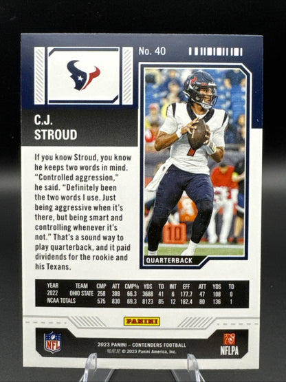 2023 Panini Contenders C.J. STROUD #40 GAME TICKET Rookie RC RED FOIL - Texans