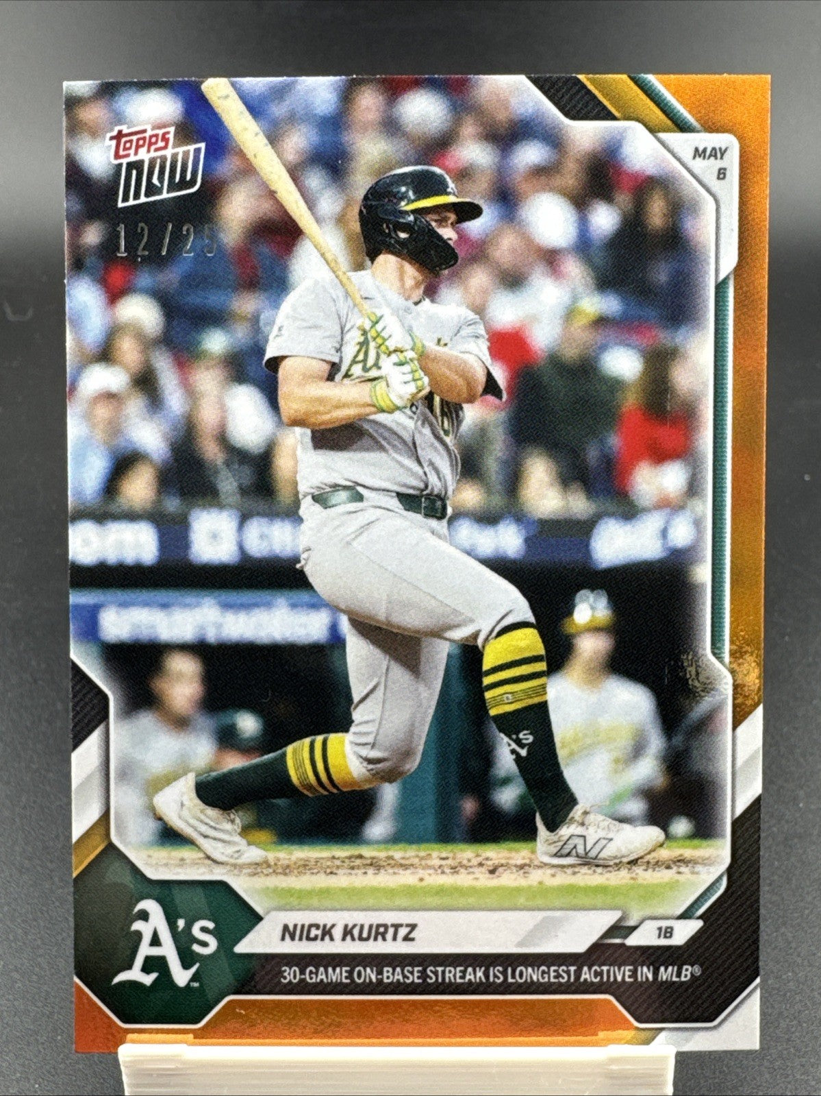 Nick Kurtz 30 Game Streak 2026 MLB Topps NOW Card 173 Orange Foil /25