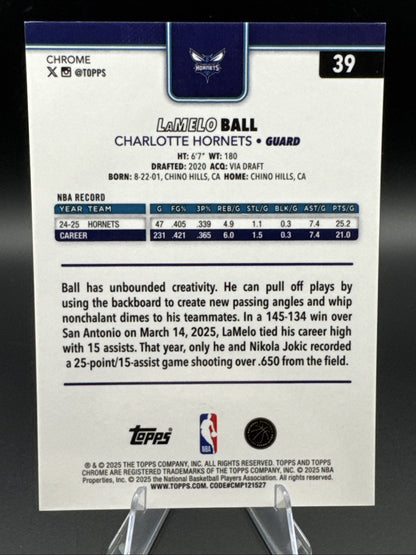 2025 Topps Chrome LaMelo Ball Orange Pulsar /25 #39 Charlotte Hornets SSP NBA