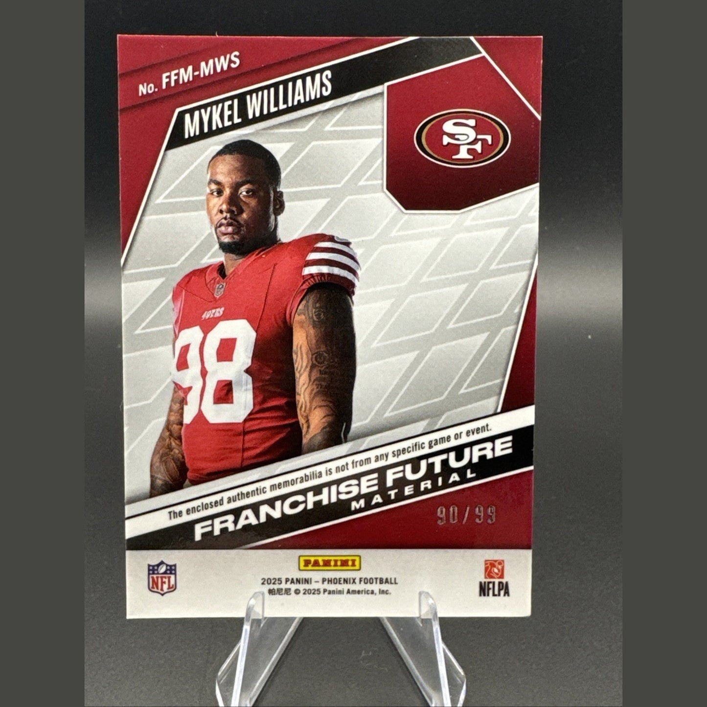 Mykel Williams 2025 Panini Phoenix Franchise Future Patch Green 90/99  #FFM-MWS