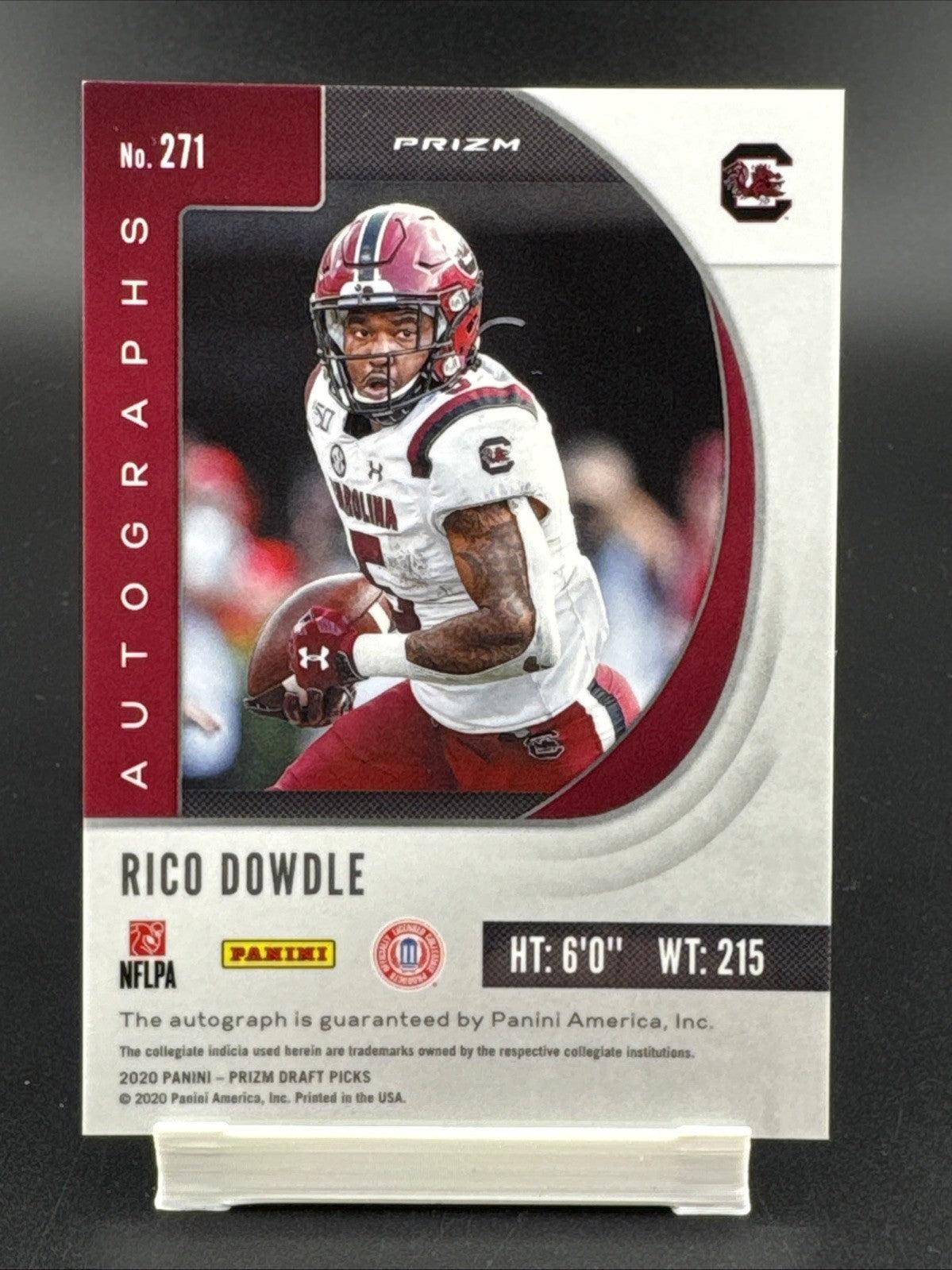 Panini 2020 Prizm Draft Picks Rico Dowdle RC Auto Green #271