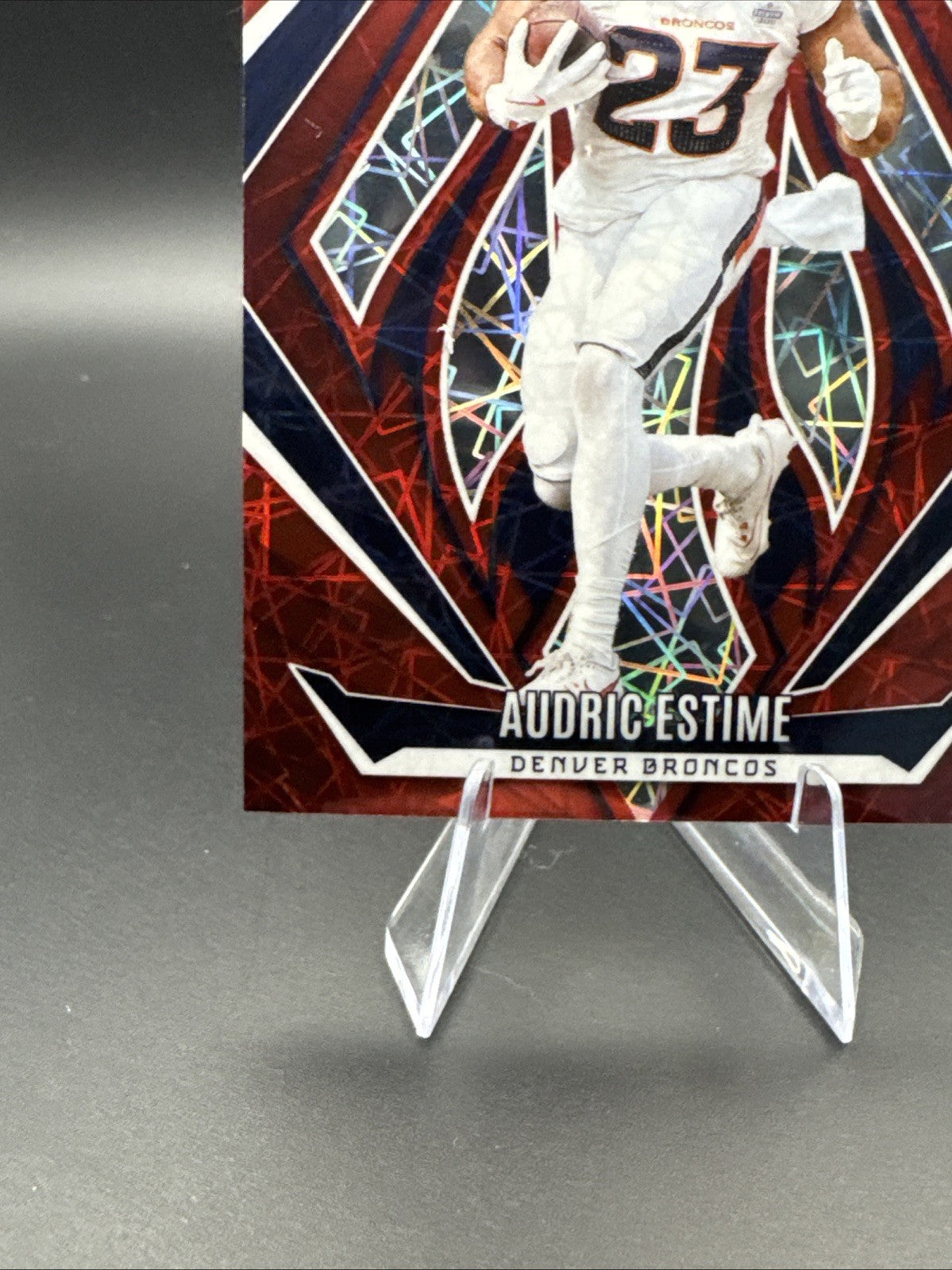 2024 Panini Phoenix Audric Estime Red Lazer #156 Denver Broncos RC /199